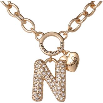 Juicy Couture Bubble Letter Necklace for Women with Clear Stones 18+2, Chunky Initial Necklace Gold-Tone at Nordstrom
