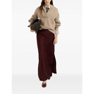 Brunello Cucinelli Cashmere English Rib-Knit Sweater - Beige