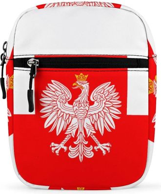 Generic Poland Flag with White Royal Ea-gles Trendy Crossbody Bag for Men Women Small Satchel Men Sling Adjustable Shoulder Strap Messenger