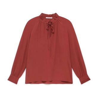 Maliparmi Maliparmi, Overhemden, Dames, Rood, M, Vloeiend Cr&ecirc;pe Shirt