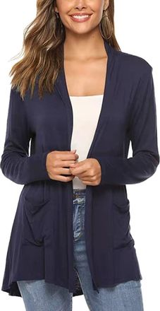 Dissa Womens Dark Blue Cardigan Spring Summer Long Sleeve Open Thin Soft Modal Coat Short Cardigan,XL