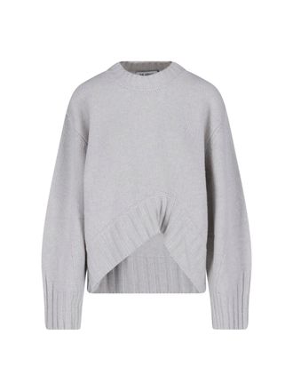The Attico Asymmetrical Hem Knit Sweater with Ribbed Texture
