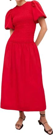 Marie Oliver Marca Smocked Fitted Dress In Lipstick
