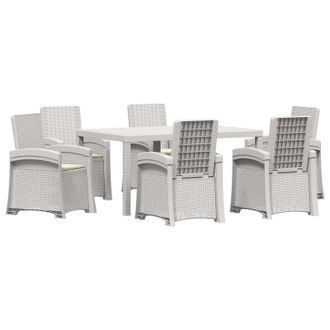vidaXL Set Da Pranzo Per Giardino 7 Pz Bianco E Crema Pp Vidaxl
