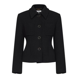 Chlo&eacute; Light Jackets, female, Black, Size: L Peplum Wool Jacket