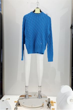 Dior Mens Knit Sweater Intrecciato Cotton Blue