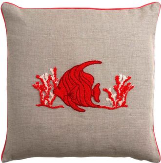 Biancoperla PAROS Cojín Decorativo, Natural/Coral, 45x45