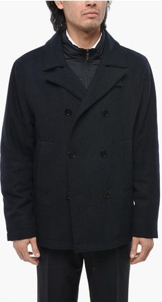 Corneliani CC COLLECTION Double-breasted Short Coat with Removable Ches size 52