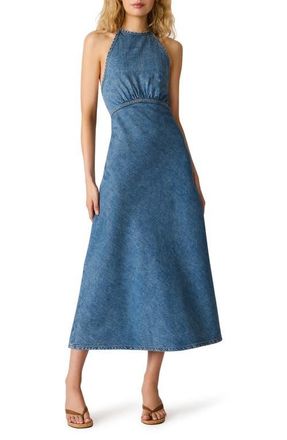 Steve Madden Vilman Denim Halter Maxi Dress in Arctic Blue at Nordstrom, Size X-Large