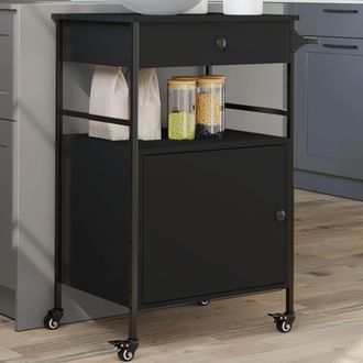 vidaXL Carrito De Cocina De Madera De Ingenier&iacute;a Negro 56x43x89,5 Cm Vidaxl