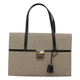 Gucci Lady Lock Canvas Beige Canvas Handbag (Pre-Owned)