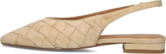 Stefano Lauran Elegante Beige Slingbacks voor Vrouwen - Dames - Ballerinas - Beige - 37 EU - Leer - Schoenen