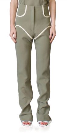 Paris Georgia Cowboy Stovepipe Pants In Khaki & Cream