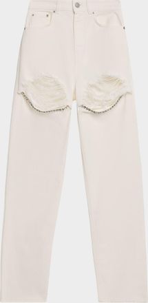 Area Crystal Fray Slim-Leg Jeans