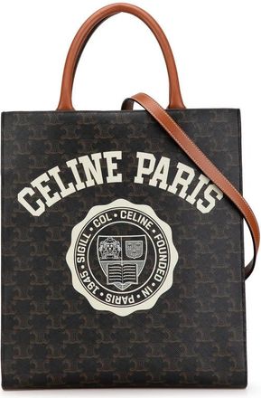 Celine Pre-owned Celine Small Paris Print Triomphe Coated Canvas Vertical Cabas Tote LM-2200 W-AT-2270