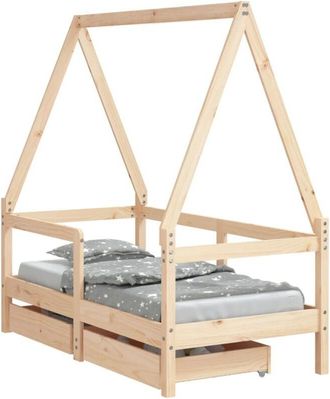 vidaXL Kids Bed Frame with Drawers 70x140 cm Solid Wood Pine Vidaxl