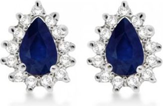 Allurez Blue Sapphire & Diamond Teardrop Earrings 14k White Gold (1.10ctw)