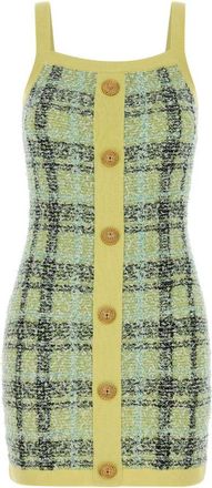 Balmain Yellow Check Knit Mini Dress