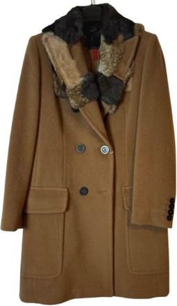 Max Mara Rabbit Collar Camel Coat Size S
