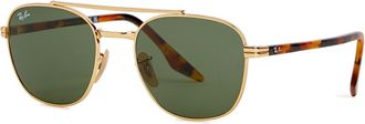 Ray-Ban Gold-tone Aviator-style Sunglasses, Sunglasses, Brown, Green Lenses, Designer Sunglasses Aviator, 100% UV Protection