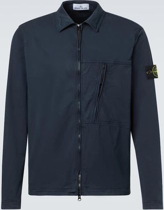 Stone Island Giacca camicia in twill di misto cotone