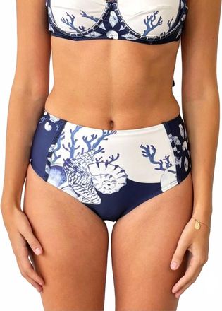 Carolina K Womens Carmel Bikini Bottom In Shell Tiles Blue