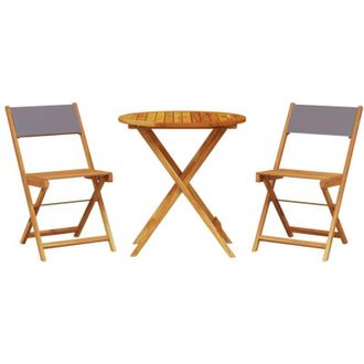 vidaXL Juego De Bistro De 3 Piezas Tela Y Madera Maciza Antracita Vidaxl