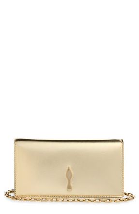 Christian Louboutin Bettina Metallic Leather Clutch in Pl12 Platine/Gold at Nordstrom