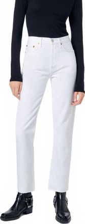 Re/Done High Rise Stove Pipe Jeans In White