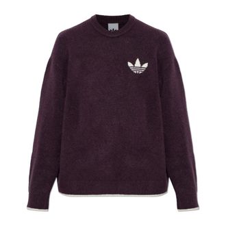 adidas ESS Knit Tipping Crew - Dames - Ronde hals truien - Paars - 2XS - Wol - Truien & Vesten