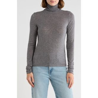 Madewell Long Sleeve Turtleneck Top in Heather Coal at Nordstrom Rack, Size X-Small