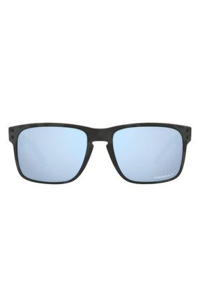 Oakley Holbrook 57mm Prizm Polarized Keyhole Sunglasses in Matte Black Camo/Deep Water at Nordstrom
