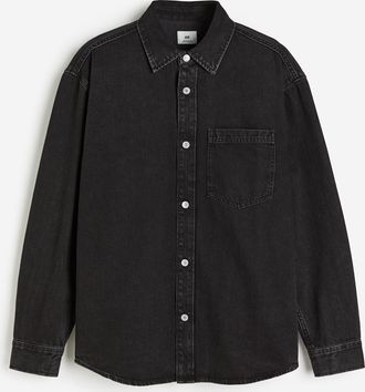 H&M Overshirt aus Denim in Regular Fit - Schwarz