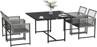 OUTSUNNY 5 Pieces Patio Dining Set with Foldable Back, Light Grey