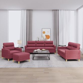 vidaXL Juego De Sof&aacute;s Con Cojines 4 Piezas Tela Rojo Tinto Vidaxl
