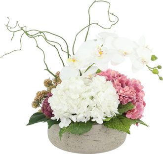 Creative Displays Inc. Handmade Faux Modern Centerpiece With Orchids & Hydrangeas
