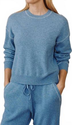 Bella Dahl Whip Stitch Crew Neck Sweater In Heather Blue