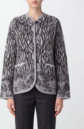 Forte_Forte Cappotto corto monopetto in lana dalpaca con motivo jacquard