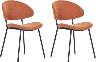 Beliani Set di 2 sedie da pranzo con sedile imbottito in tessuto arancione senza braccioli Kiana