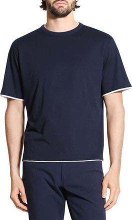 Theory DB Pima Cotton Layered T-Shirt in Baltic/White at Nordstrom, Size Xx-Large