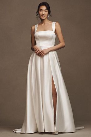 Jenny Yoo Jenny by Jenny Yoo Clara Square-Neck Satin A-Line Wedding Gown
