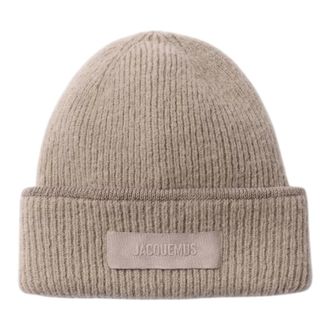 Jacquemus Geribbelde Gebreide Muts - unisex - Accessoires - Beige - Maat: ONE Size Zijde