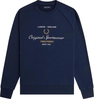 Fred Perry Original Sportswear Sweatshirt - Heren - Sweatshirts - Blauw - XL - Katoen - Hoodies & sweatvesten