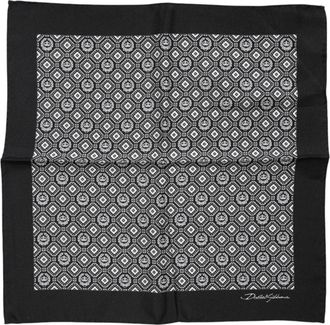 Dolce & Gabbana Mens Black White Patterned Square Foulard Scarf Silk - One Size