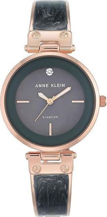 Anne Klein Diamond Rose Gold-Tone/Grey Marbleized Bangle Ladies Watch