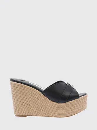 Jimmy Choo London Sandali con zeppa Leda in pelle di vitello liscia con monogramma e tacco alto