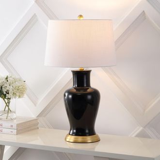 Jonathan Y Designs Julian Traditional Classic Ceramic Urn LED Table Lamp in Black at Nordstrom