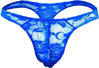 Generic Sexy Mens Sheer Floral Lace G-String Thong Sissy Bulge Pouch Panties Low Waist Bikini Briefs T-back Underwear Crossdress Males Girly Underpants Erotic