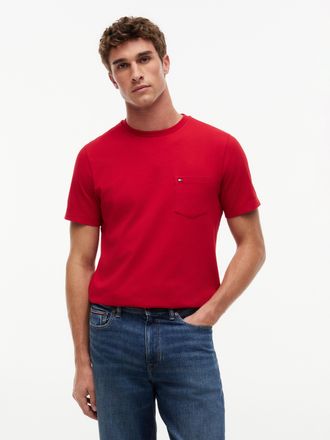 Tommy Hilfiger T-Shirt TOMMY HILFIGER ESSENTIAL SOLID POCKET TEE, Herren, Gr. XXL, rot (medium rot), Single Jersey, Obermaterial: 100% Baumwolle, regular fit, Rundha
