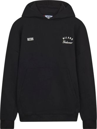 GCDS Sudadera con Capucha Negra con Logo - Sweatshirts & Hoodies - Hombre - Negro - XL